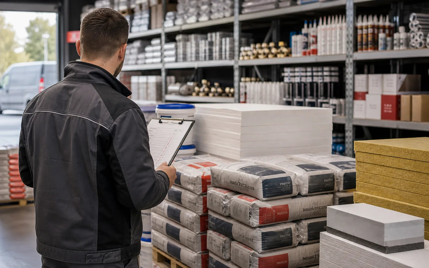 Wykonawca kompletujący materiały według listy