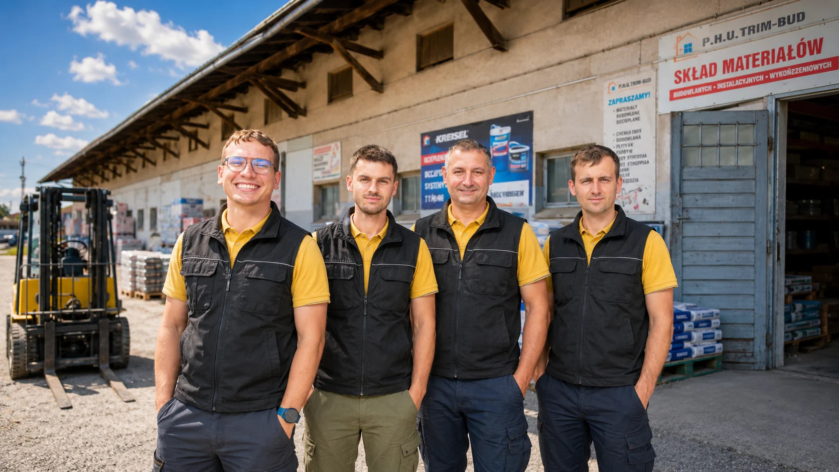 Ekipa Trim-Bud przed składem materiałów w Leżajsku